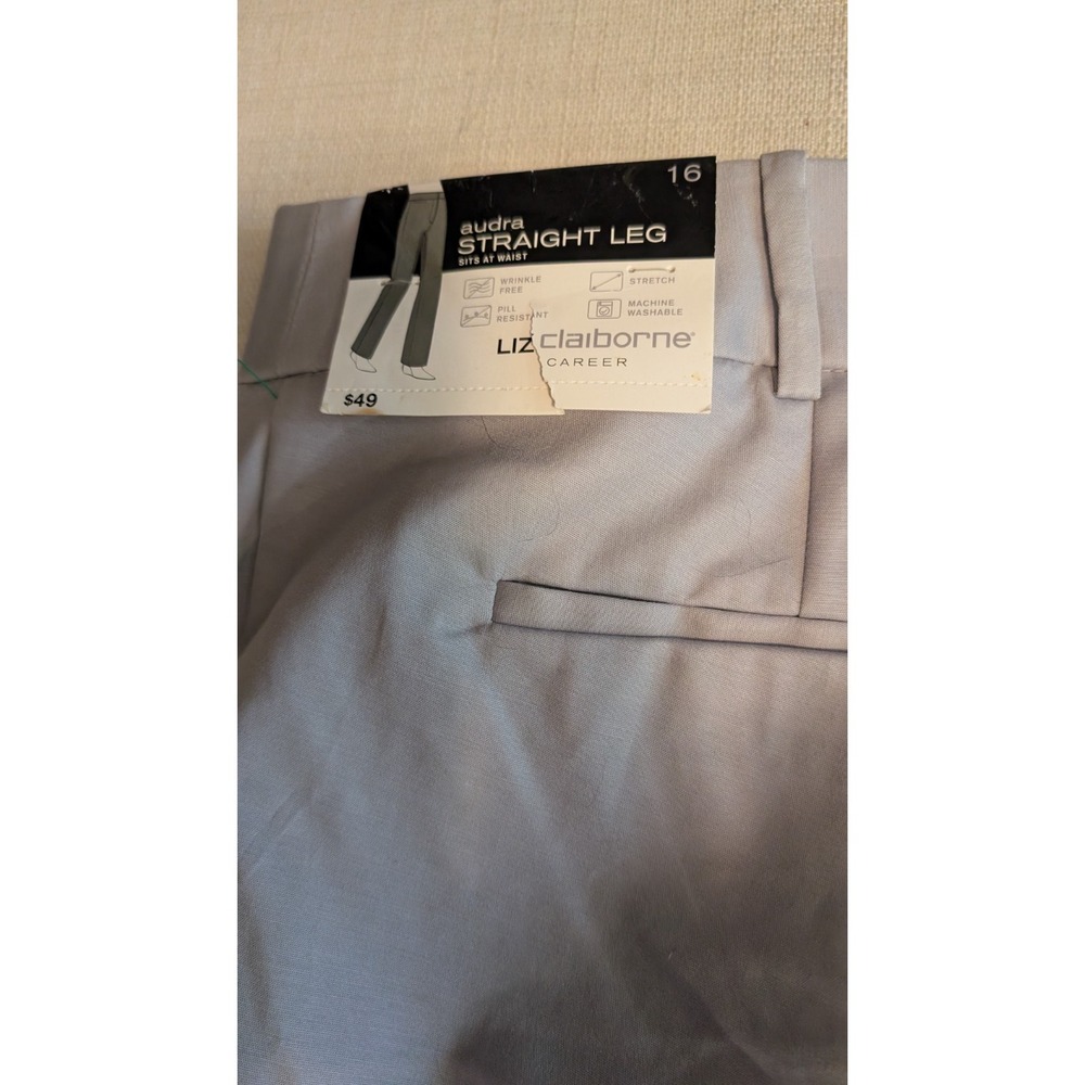 Liz Claiborne Women's Gray Stretch Straight Leg Gray Slacks Size 16
